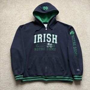 Vtg Notre Dame Fighting Irish Hoodie 90s Champion Mens XXL Navy Green Sweatshirt